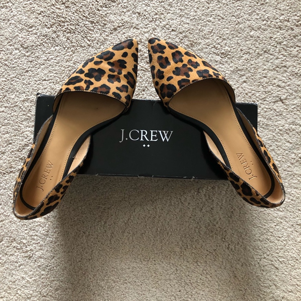 J. Crew Leopard D’orsay Flats